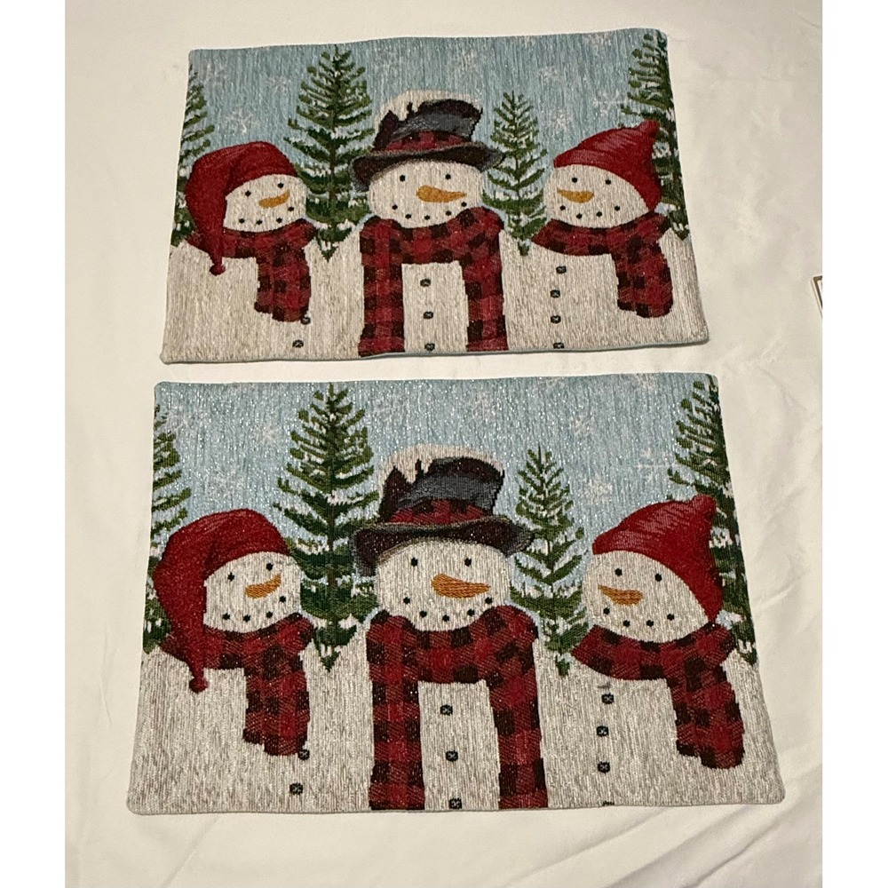 St Nicholas Square Set 2 Snowman Placemats Festive Winter Holiday Table Decor
